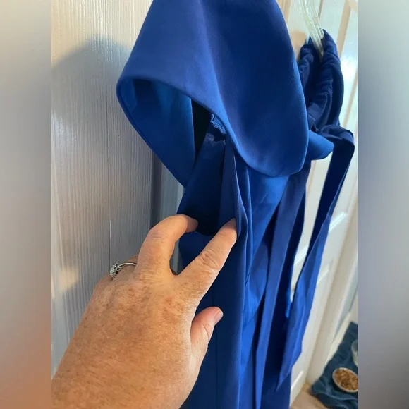 Blue Dress by Gracia size M Medium on or off shoulder with tie stretchy swing - Picture 8 of 11